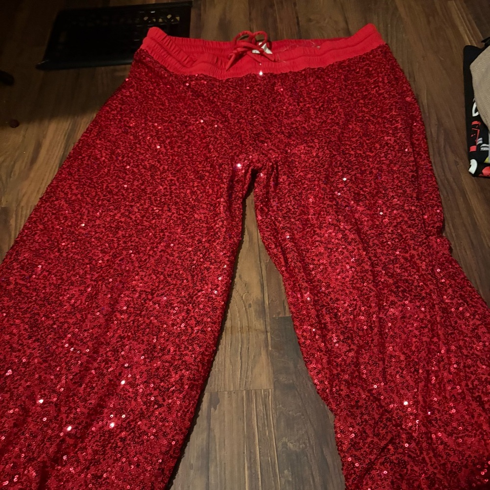 Red Sequin Pants
